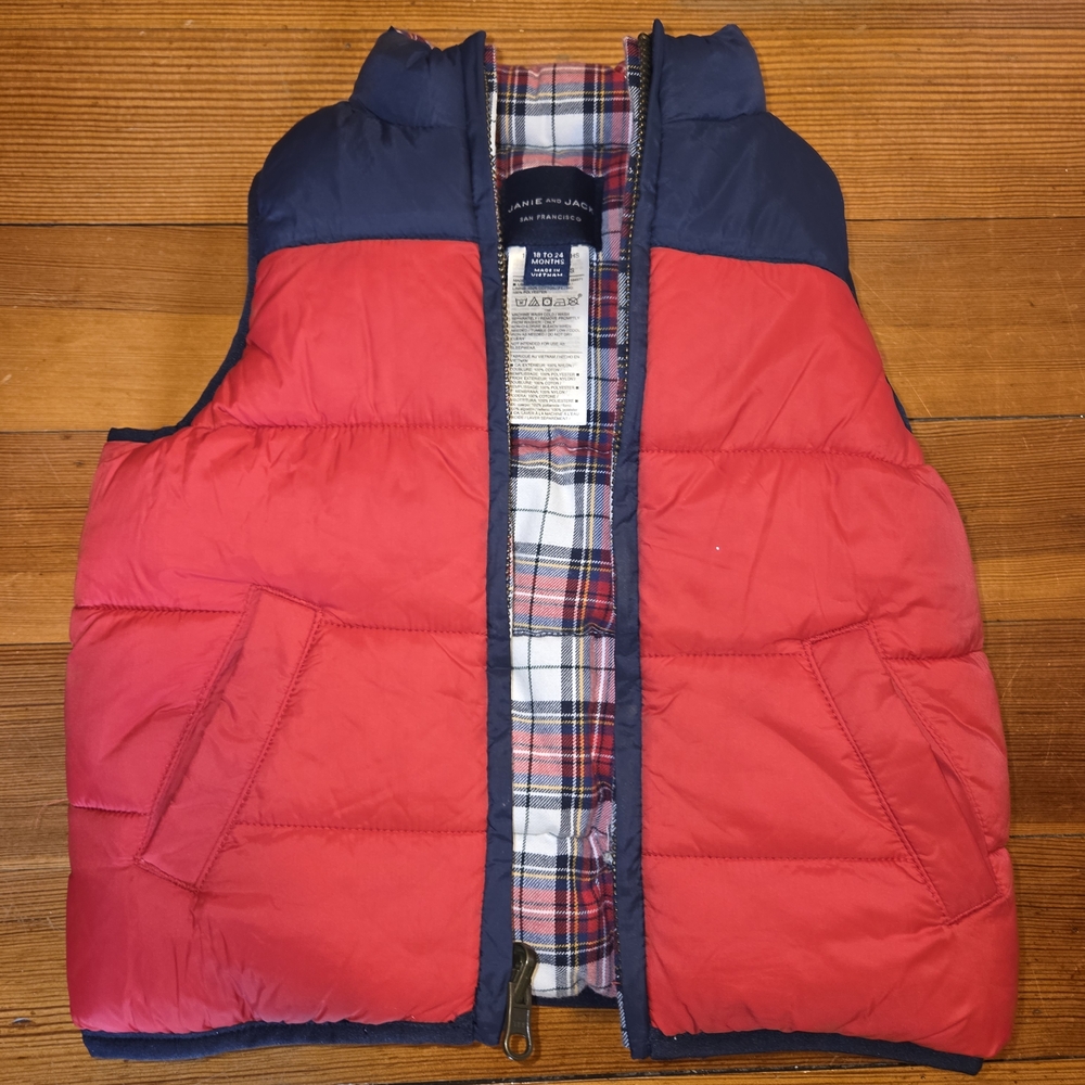 Janie and Jack Red and Navy Puffer Vest